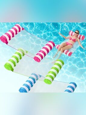 OKSUWATER 3 Pack 4-in-1 Inflatable Pool Floats for Adults, Multicolor